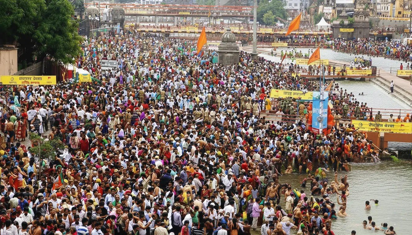 Devotees at the Kumbh Mela at Nashik