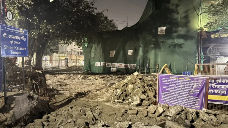 Reconstruction and Redevelopment Work Underway at East Dwar of Kalaram Mandir